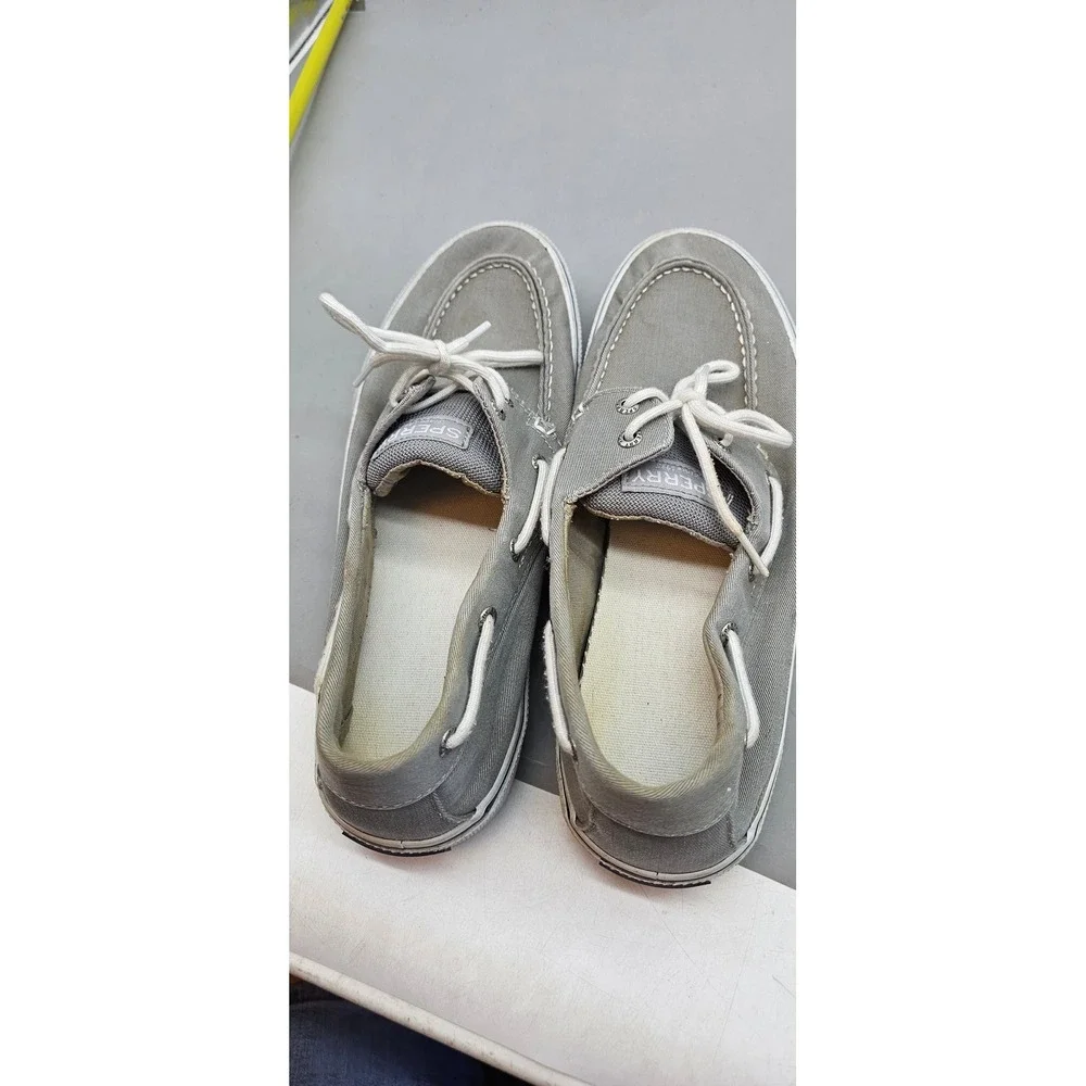 Sperry Top-Sider Mens Bahama Grey Canvas Boat Shoes Sneakers STS23585 Size 11
